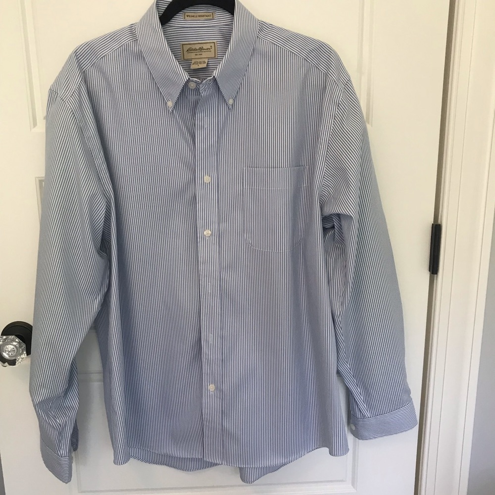Eddie Bauer Men’s Large Cotton Blue/White Shirt